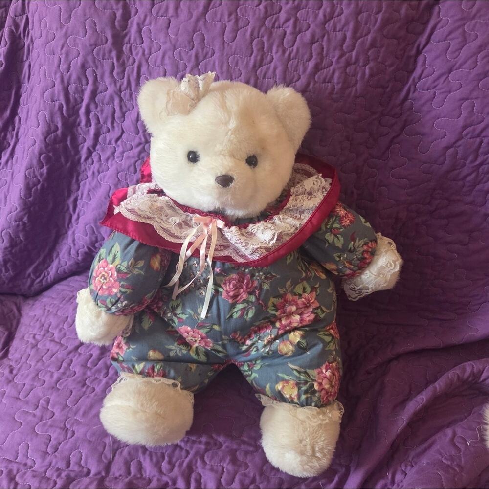 DanDee Soft Expressions Christmas White Plush Stuffed Bear 21" Vintage